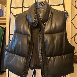 Zara Faux Leather Puffer Vest